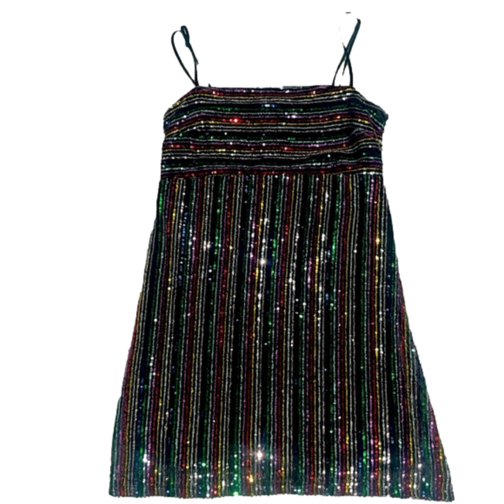 Juniors Three Pink Hearts Sequin Mini Dress